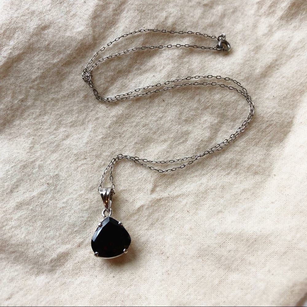 Genuine Garnet Sterling Silver Filigree Necklace